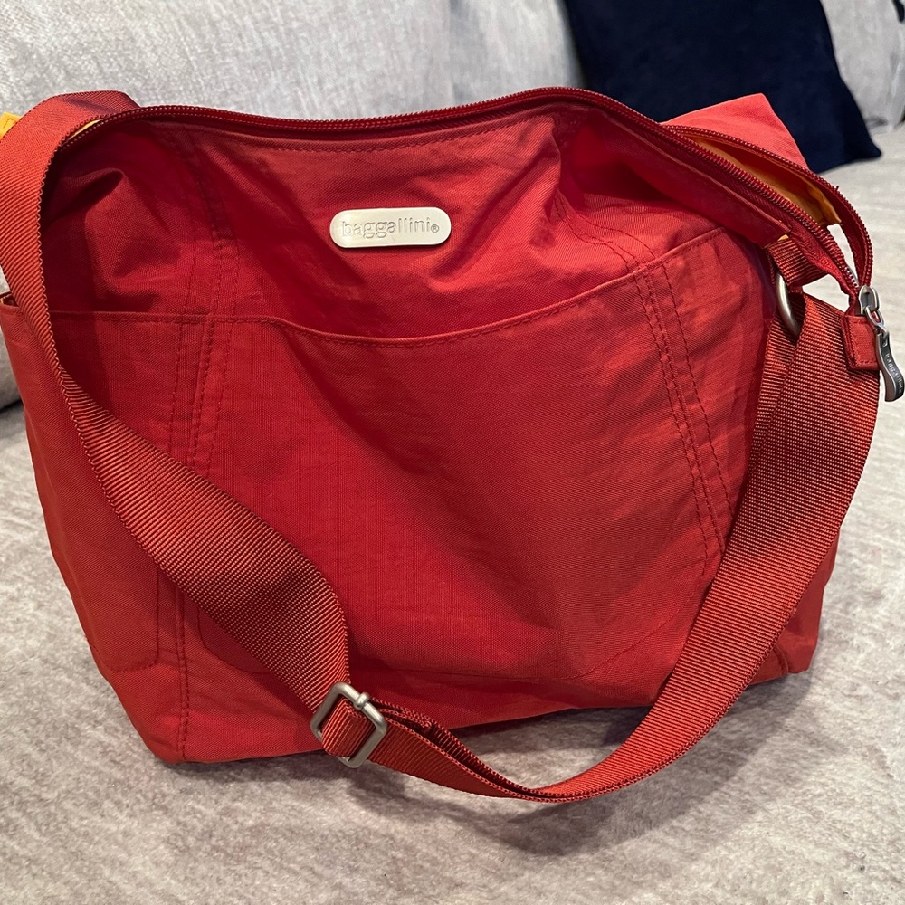 Baggalini red peach Nylon Crossbody bag